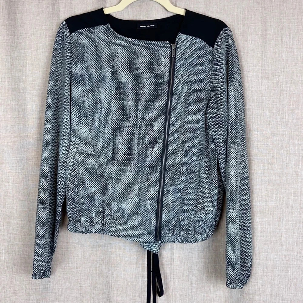 DKNY‎ Jeans Slit Open Tie Back Hem Jacket